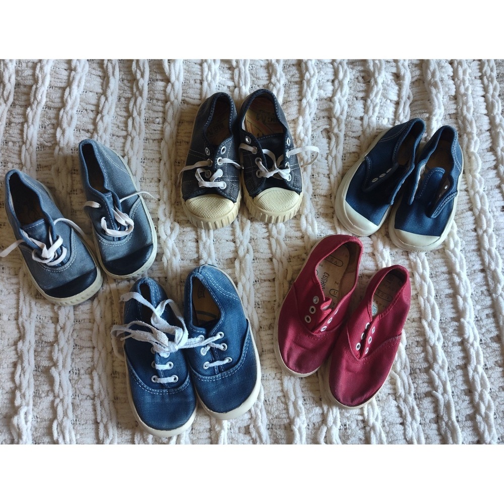 Vintage Toddler Shoes Sneakers 80s Keds Big M Sizes 4.5 5.5 Lot of 5 Blue Red